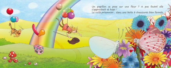illustration album jeunesse fillette chat papillons