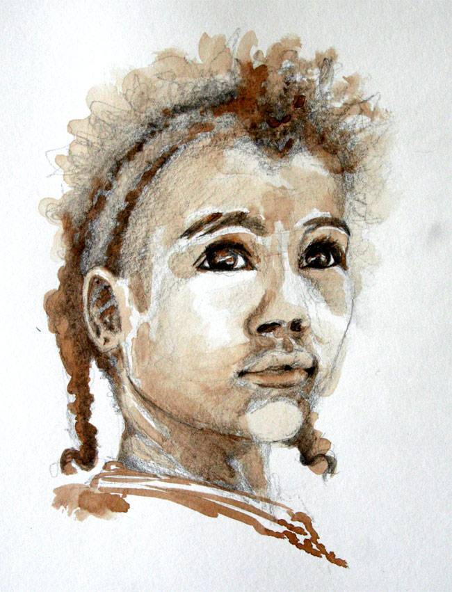 portrait jeune africaine brou de noix
